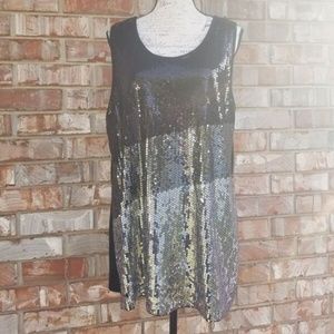 Lauren Michelle Woman 2x Black Sequin Tank Top